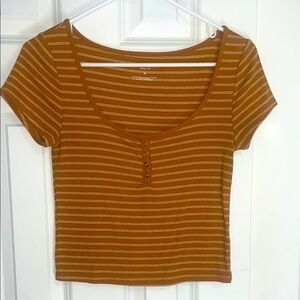 3 for $15 - Arizona Jean Company Brown Crop Top Short Sleeve Fitted